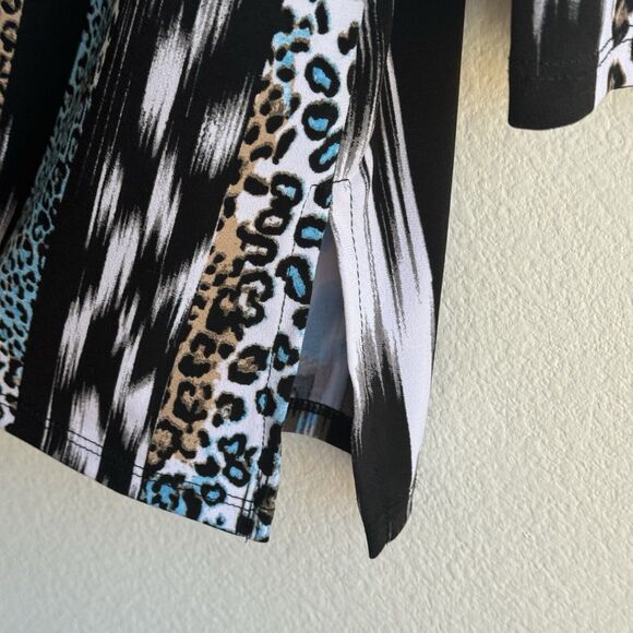 Allison Daley Knit Top Blouse Animal Print Sz Small Petite 3/4 Sleeves Stretch - Picture 5 of 6